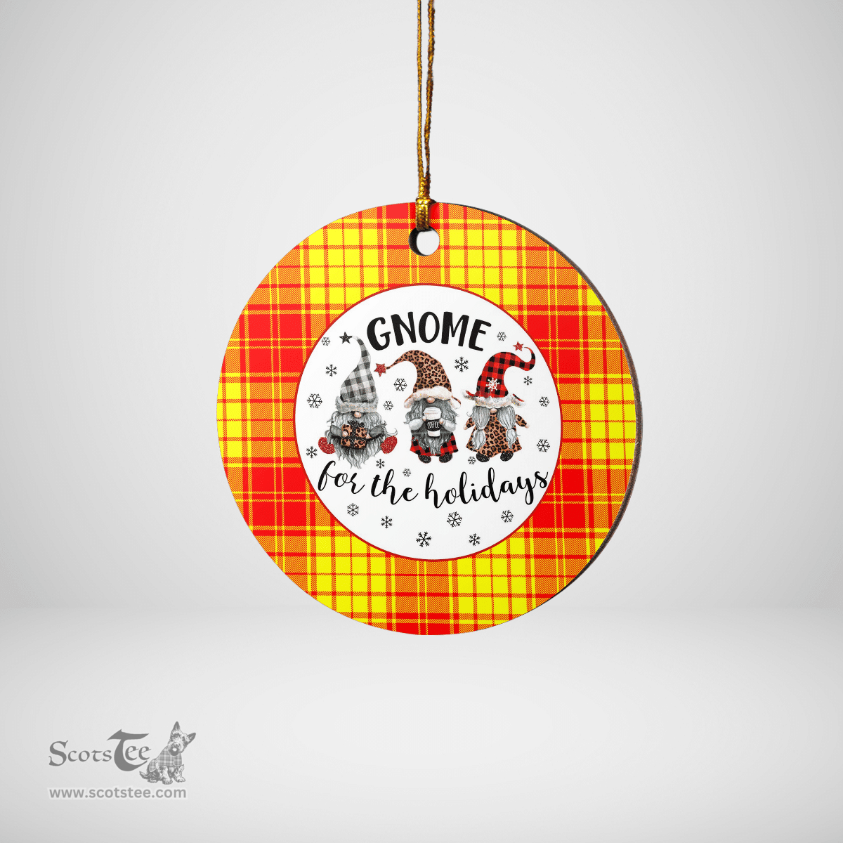 Scottish MacMillan Clan Tartan Ceramic Ornament - Gnome Round Style Scottish Plaid Tartan Plaid