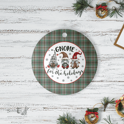 Scottish Craig Clan Tartan Ceramic Ornament - Gnome Round Style Scottish Plaid Tartan Plaid
