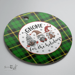 Scottish Wallace Hunting Green Clan Tartan Ceramic Ornament - Gnome Round Style Scottish Plaid Tartan Plaid