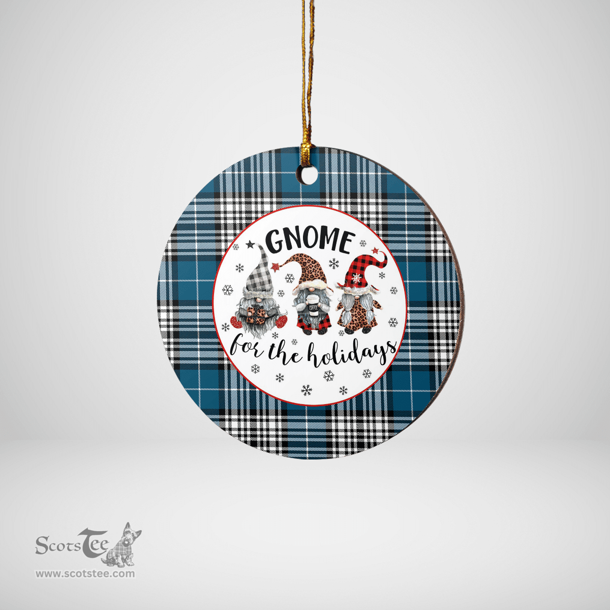 Scottish Napier Modern Clan Tartan Ceramic Ornament - Gnome Round Style Scottish Plaid Tartan Plaid