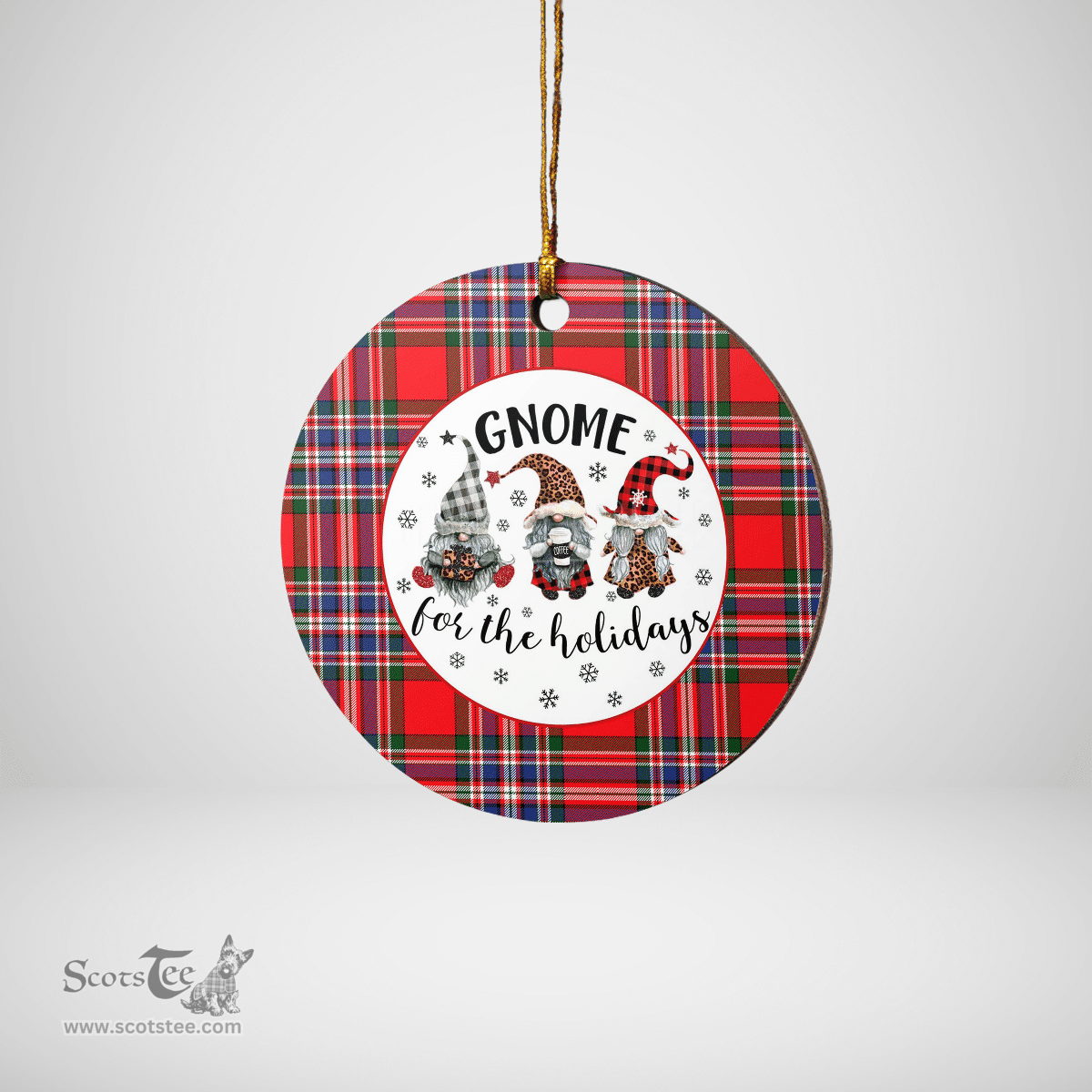 Scottish MacFarlane Modern Clan Tartan Ceramic Ornament - Gnome Round Style Scottish Plaid Tartan Plaid