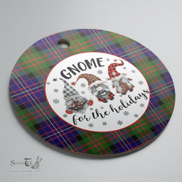 Scottish Chalmer Clan Tartan Ceramic Ornament - Gnome Round Style Scottish Plaid Tartan Plaid