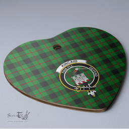 Scottish Kincaid Clan Tartan Ceramic Ornament - Crest Heart Style Scottish Plaid Tartan Plaid