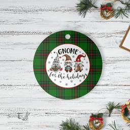 Scottish Orrock (Fife) Clan Tartan Ceramic Ornament - Gnome Round Style Scottish Plaid Tartan Plaid