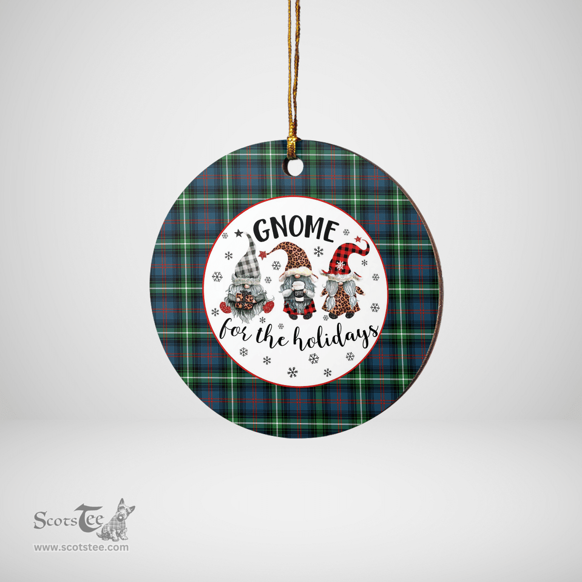 Scottish Bannatyne 1 Clan Tartan Ceramic Ornament - Gnome Round Style Scottish Plaid Tartan Plaid
