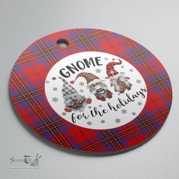 Scottish Leslie Modern Clan Tartan Ceramic Ornament - Gnome Round Style Scottish Plaid Tartan Plaid