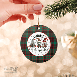 Scottish Buchan Ancient Clan Tartan Ceramic Ornament - Gnome Round Style Scottish Plaid Tartan Plaid