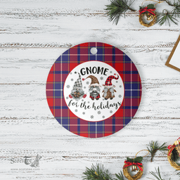 Scottish Wishart Dress Clan Tartan Ceramic Ornament - Gnome Round Style Scottish Plaid Tartan Plaid