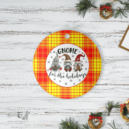 Scottish MacMillan Clan Tartan Ceramic Ornament - Gnome Round Style Scottish Plaid Tartan Plaid