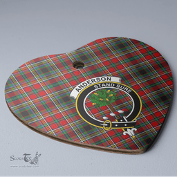 Scottish Anderson of Arbrake Clan Tartan Ceramic Ornament - Crest Heart Style Scottish Plaid Tartan Plaid