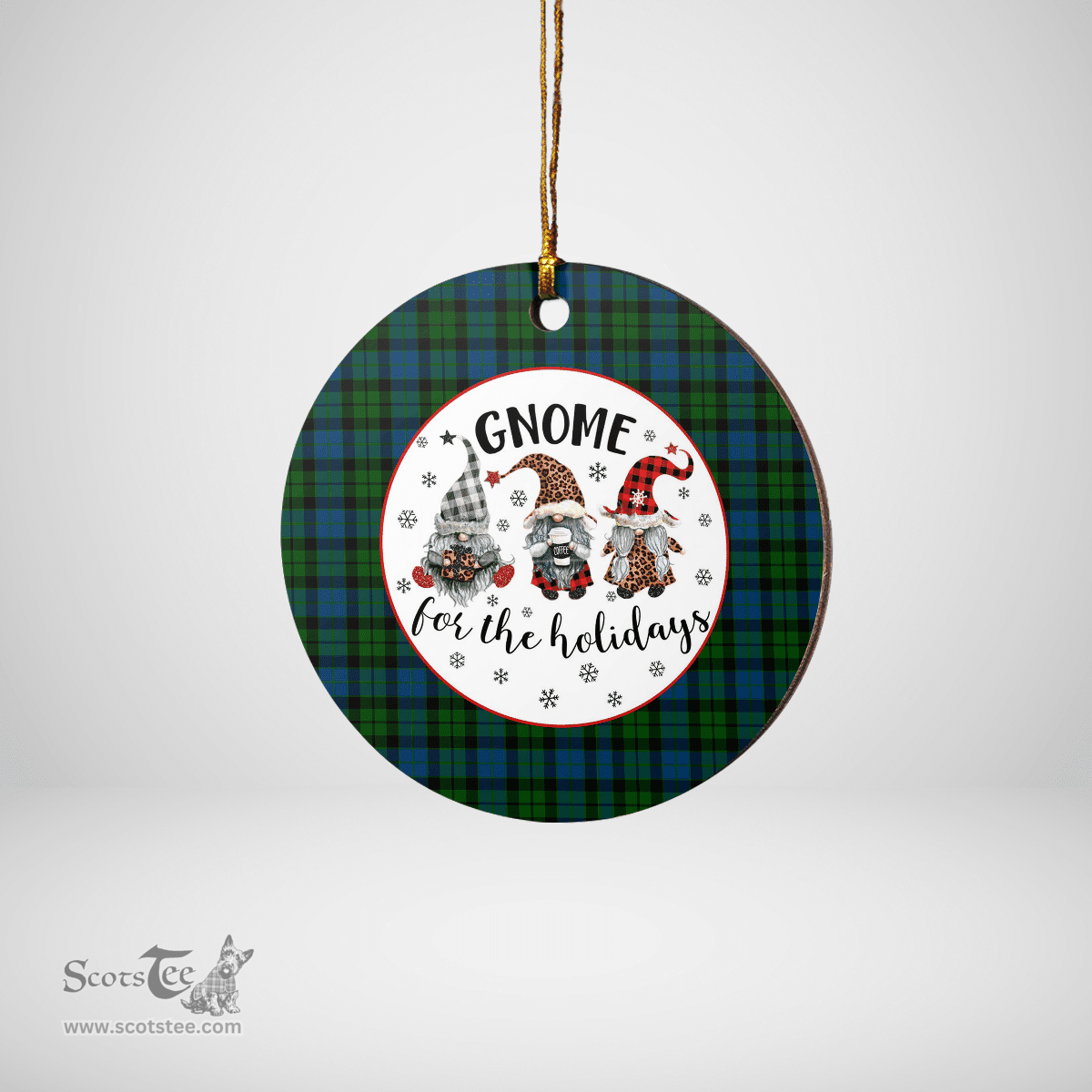 Scottish MacKie Clan Tartan Ceramic Ornament - Gnome Round Style Scottish Plaid Tartan Plaid