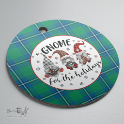 Scottish Irvine Ancient Clan Tartan Ceramic Ornament - Gnome Round Style Scottish Plaid Tartan Plaid
