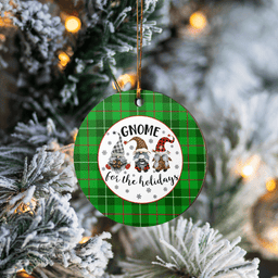 Scottish Galloway District Clan Tartan Ceramic Ornament - Gnome Round Style Scottish Plaid Tartan Plaid