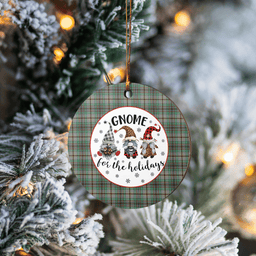 Scottish Craig Clan Tartan Ceramic Ornament - Gnome Round Style Scottish Plaid Tartan Plaid