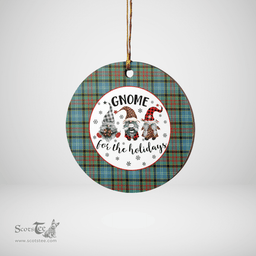 Scottish Walkinshaw Clan Tartan Ceramic Ornament - Gnome Round Style Scottish Plaid Tartan Plaid