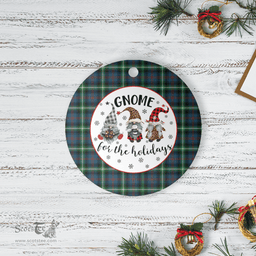 Scottish Bannatyne 1 Clan Tartan Ceramic Ornament - Gnome Round Style Scottish Plaid Tartan Plaid