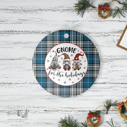 Scottish Napier Modern Clan Tartan Ceramic Ornament - Gnome Round Style Scottish Plaid Tartan Plaid