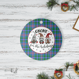 Scottish Pitcairn Hunting Clan Tartan Ceramic Ornament - Gnome Round Style Scottish Plaid Tartan Plaid