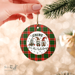 Scottish Pollock Modern Clan Tartan Ceramic Ornament - Gnome Round Style Scottish Plaid Tartan Plaid