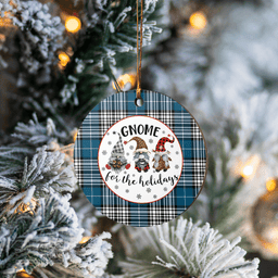 Scottish Napier Modern Clan Tartan Ceramic Ornament - Gnome Round Style Scottish Plaid Tartan Plaid