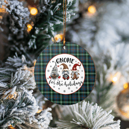 Scottish Bannatyne 1 Clan Tartan Ceramic Ornament - Gnome Round Style Scottish Plaid Tartan Plaid