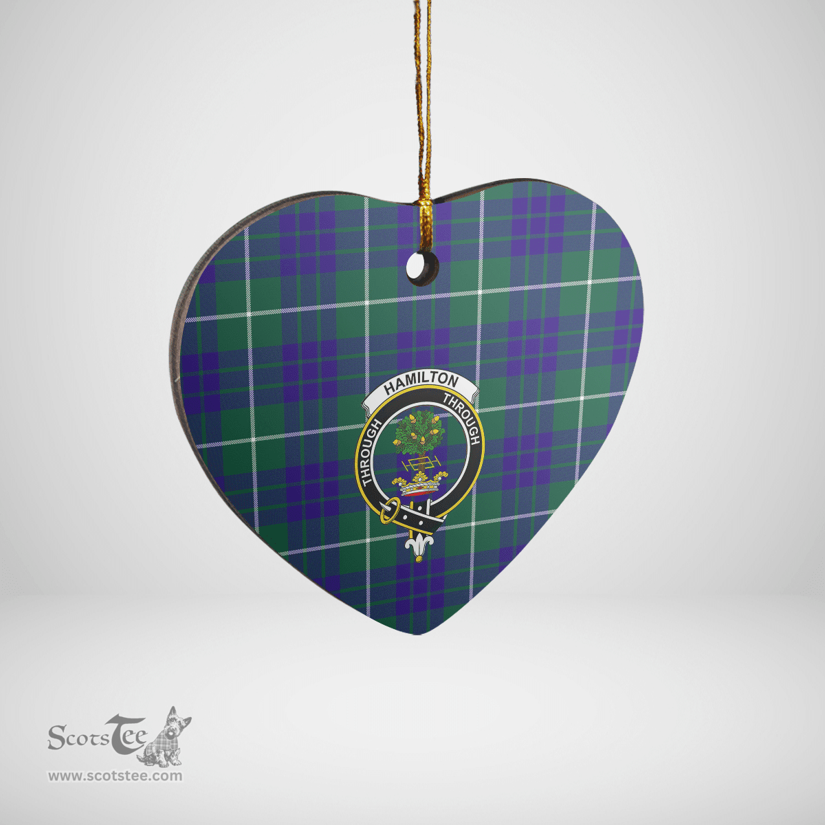 Scottish Hamilton Hunting Modern Clan Tartan Ceramic Ornament - Crest Heart Style Scottish Plaid Tartan Plaid