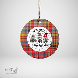 Scottish Ogilvie of Airlie Ancient Clan Tartan Ceramic Ornament - Gnome Round Style Scottish Plaid Tartan Plaid