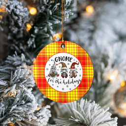 Scottish MacMillan Clan Tartan Ceramic Ornament - Gnome Round Style Scottish Plaid Tartan Plaid