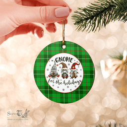 Scottish Galloway District Clan Tartan Ceramic Ornament - Gnome Round Style Scottish Plaid Tartan Plaid