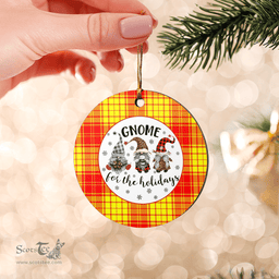 Scottish MacMillan Clan Tartan Ceramic Ornament - Gnome Round Style Scottish Plaid Tartan Plaid