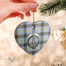 Scottish Bell of the Borders Clan Tartan Ceramic Ornament - Crest Heart Style Scottish Plaid Tartan Plaid
