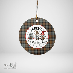 Scottish Gordon Weathered Clan Tartan Ceramic Ornament - Gnome Round Style Scottish Plaid Tartan Plaid