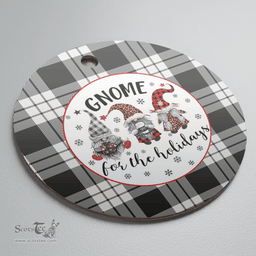 Scottish MacFarlane Black & White Ancient Clan Tartan Ceramic Ornament - Gnome Round Style Scottish Plaid Tartan Plaid