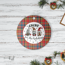 Scottish Ogilvie of Airlie Ancient Clan Tartan Ceramic Ornament - Gnome Round Style Scottish Plaid Tartan Plaid