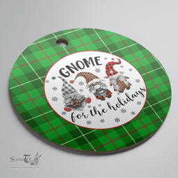 Scottish Galloway District Clan Tartan Ceramic Ornament - Gnome Round Style Scottish Plaid Tartan Plaid