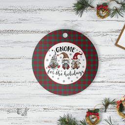 Scottish Fotheringham Clan Tartan Ceramic Ornament - Gnome Round Style Scottish Plaid Tartan Plaid