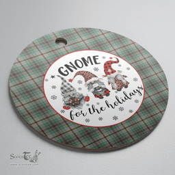 Scottish Craig Clan Tartan Ceramic Ornament - Gnome Round Style Scottish Plaid Tartan Plaid