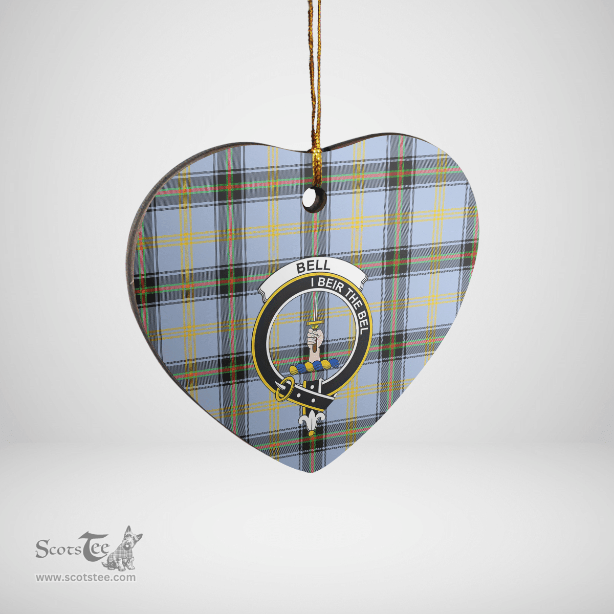 Scottish Bell of the Borders Clan Tartan Ceramic Ornament - Crest Heart Style Scottish Plaid Tartan Plaid