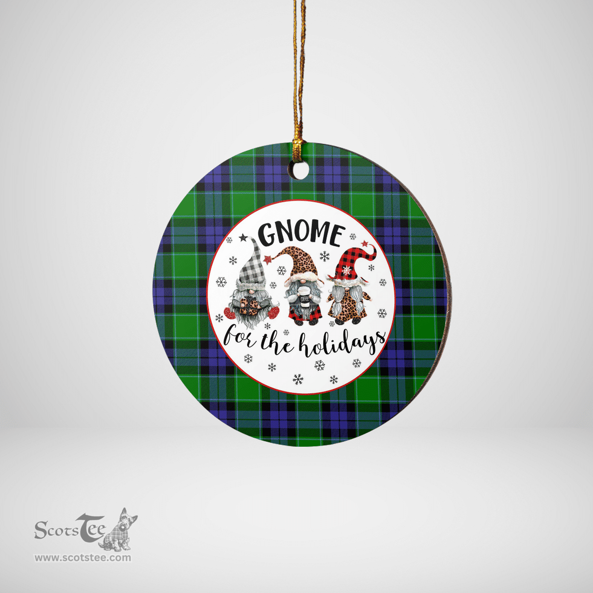 Scottish Haldane 2 Clan Tartan Ceramic Ornament - Gnome Round Style Scottish Plaid Tartan Plaid