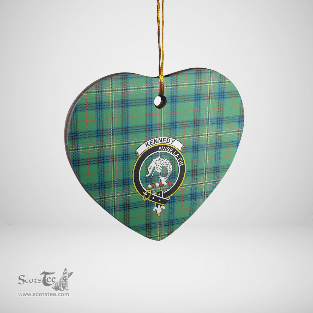 Scottish Kennedy Ancient Clan Tartan Ceramic Ornament - Crest Heart Style Scottish Plaid Tartan Plaid