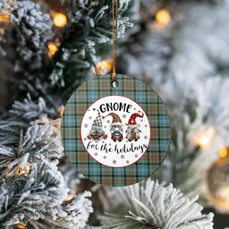 Scottish Walkinshaw Clan Tartan Ceramic Ornament - Gnome Round Style Scottish Plaid Tartan Plaid