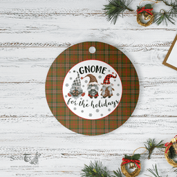 Scottish Scott Brown Modern Clan Tartan Ceramic Ornament - Gnome Round Style Scottish Plaid Tartan Plaid