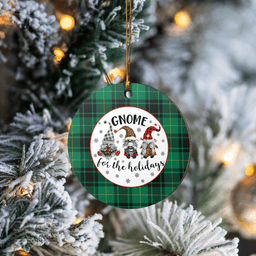 Scottish MacArthur Ancient Clan Tartan Ceramic Ornament - Gnome Round Style Scottish Plaid Tartan Plaid