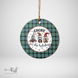 Scottish Melville Clan Tartan Ceramic Ornament - Gnome Round Style Scottish Plaid Tartan Plaid