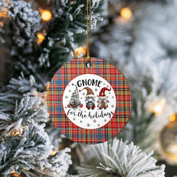 Scottish Ogilvie of Airlie Ancient Clan Tartan Ceramic Ornament - Gnome Round Style Scottish Plaid Tartan Plaid