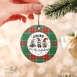 Scottish Muirhead Clan Tartan Ceramic Ornament - Gnome Round Style Scottish Plaid Tartan Plaid