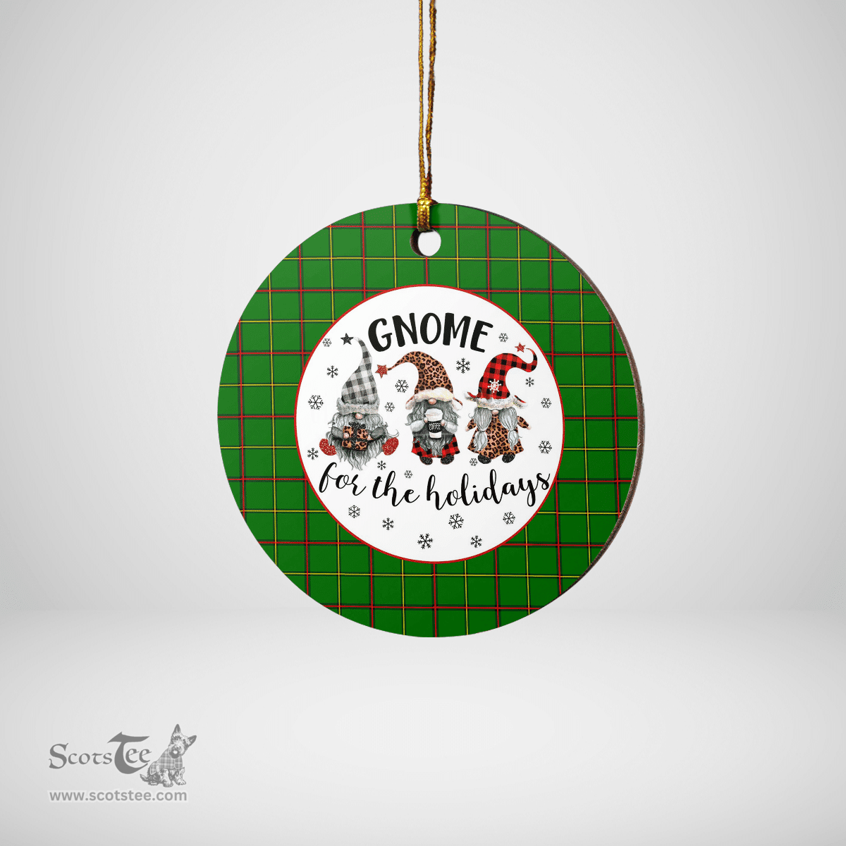 Scottish Tribe of Mar Clan Tartan Ceramic Ornament - Gnome Round Style Scottish Plaid Tartan Plaid