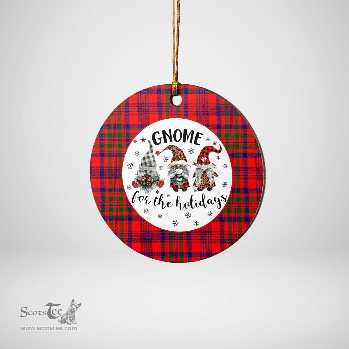 Scottish Murray of Tulloch Modern Clan Tartan Ceramic Ornament - Gnome Round Style Scottish Plaid Tartan Plaid