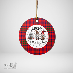 Scottish Murray of Tulloch Modern Clan Tartan Ceramic Ornament - Gnome Round Style Scottish Plaid Tartan Plaid