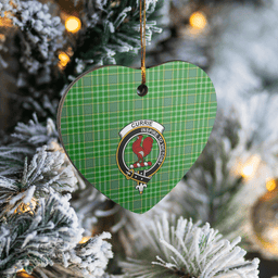 Scottish Currie Clan Tartan Ceramic Ornament - Crest Heart Style Scottish Plaid Tartan Plaid